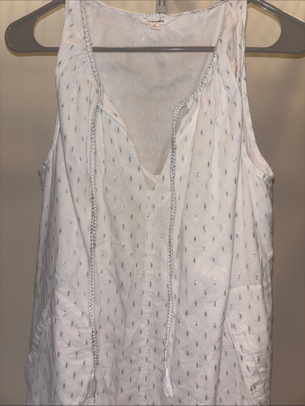 Splendid brand tunic dress white with silver accent